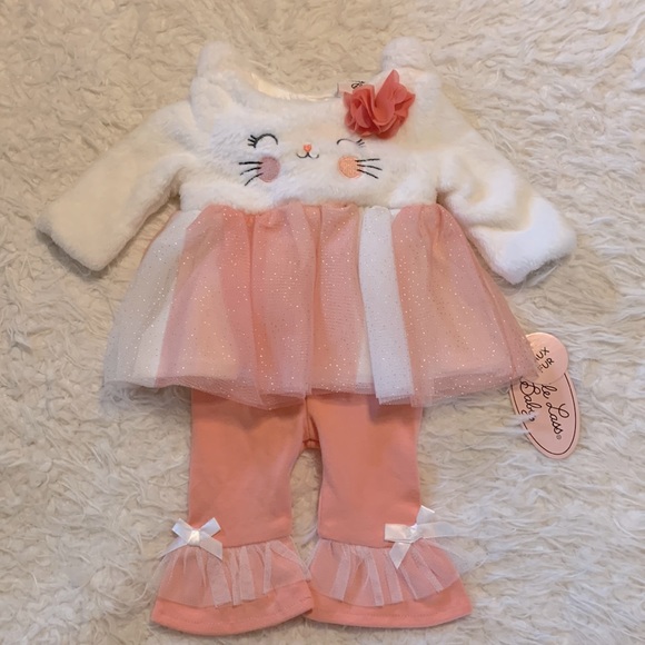 NWT Little Lass Baby Girl Kitty Outfit Size 0-3 Months